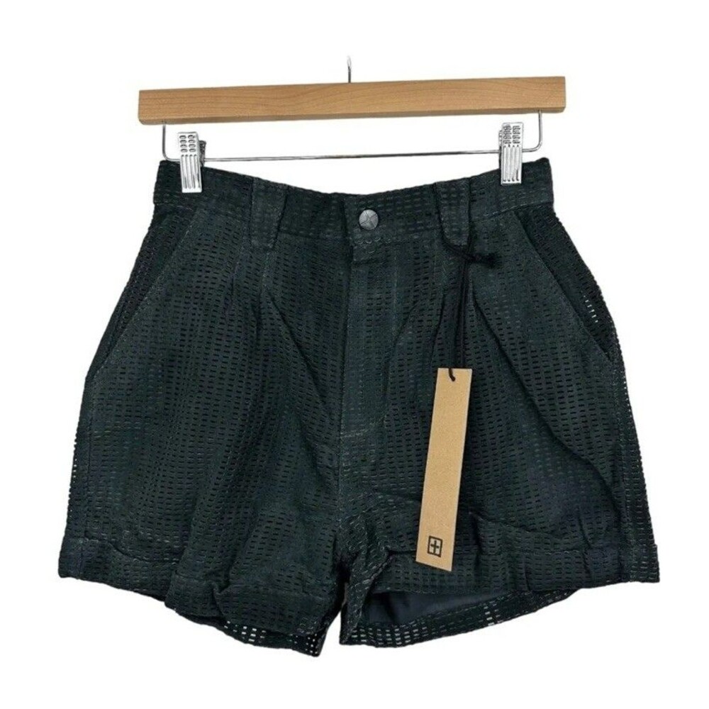 Ksubi Perforated Shorts 100% Leather Suede NWT Charcoal Size XS